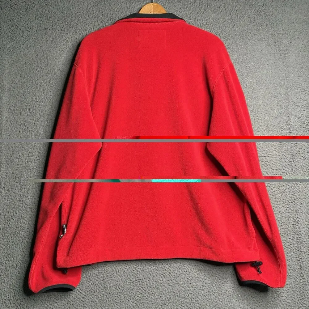 Polo Sport Ralph Lauren Mens Large Red Full Zip Polartec Fleece Jacket VTG